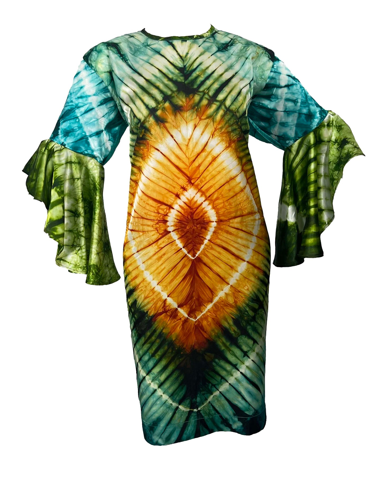Adire/Tye Dye silk dress Summer Evening wear gown - 099
