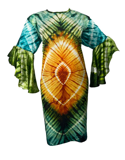 Adire/Tye Dye silk dress Summer Evening wear gown - 099