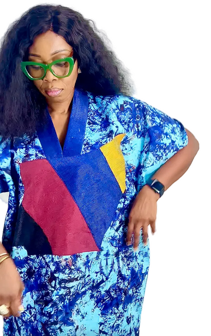 Adire Batik Tye Dye Cotton kaftan BouBou Caftan Summer Beach wear Evening wear maxi gown with slit - Zina