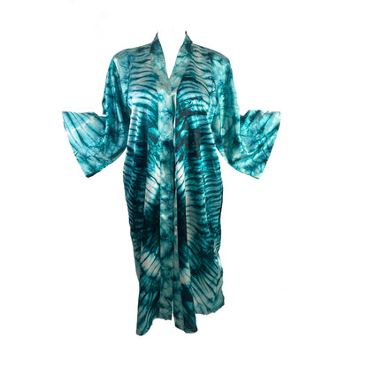 ADAMMA Women Silky Adire Tie-Dye African Robe Kimono Beach cover up Bridal Shower Loungewear Short