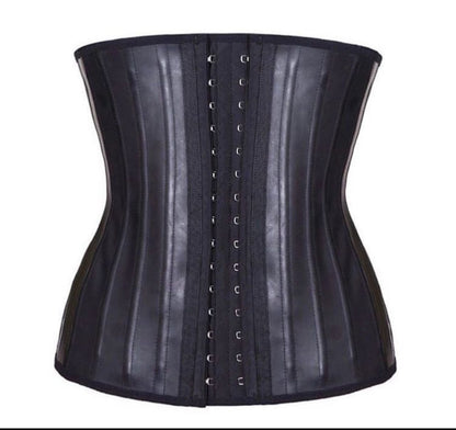 25 Bone 3-Hook Stitched Leather hour glass Waist trainer