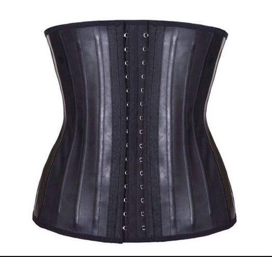 25 Bone 3-Hook Stitched Leather hour glass Waist trainer