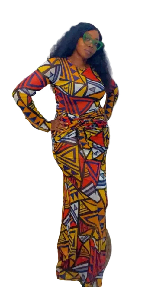 Maxi Party Mesh Dress - Drawstring Style - Nkem
