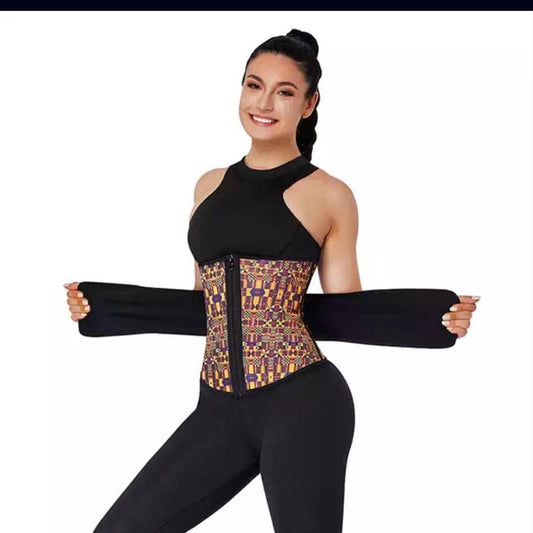 Kente 3-Hook Stitched hour glass Waist trainer