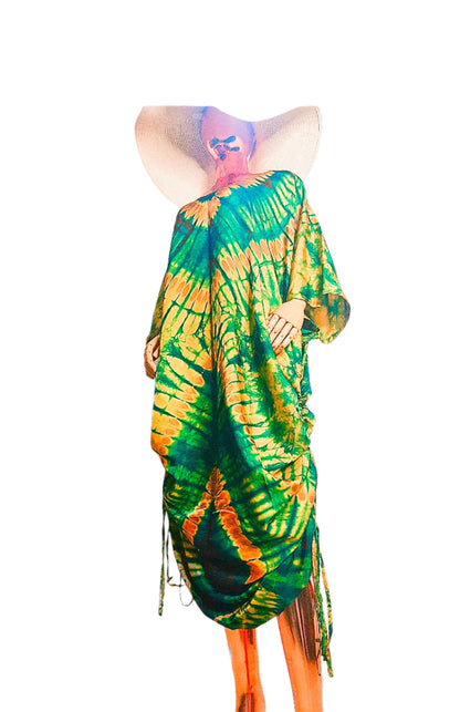 African Print Adire Silk Tie-up Evening Gown/maxi Dress - 056