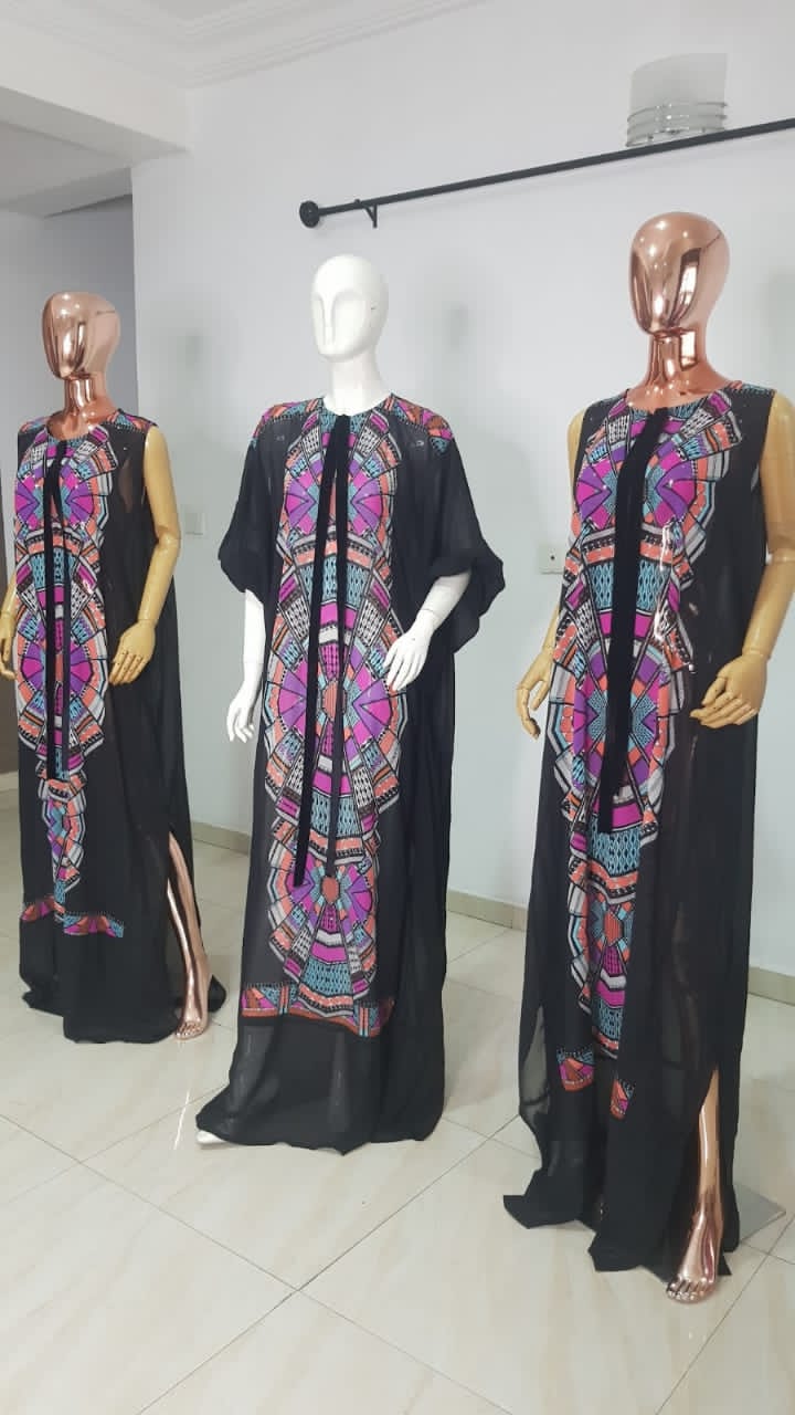 My Dress Multi colour Front Black Chiffon Kaftan - 084