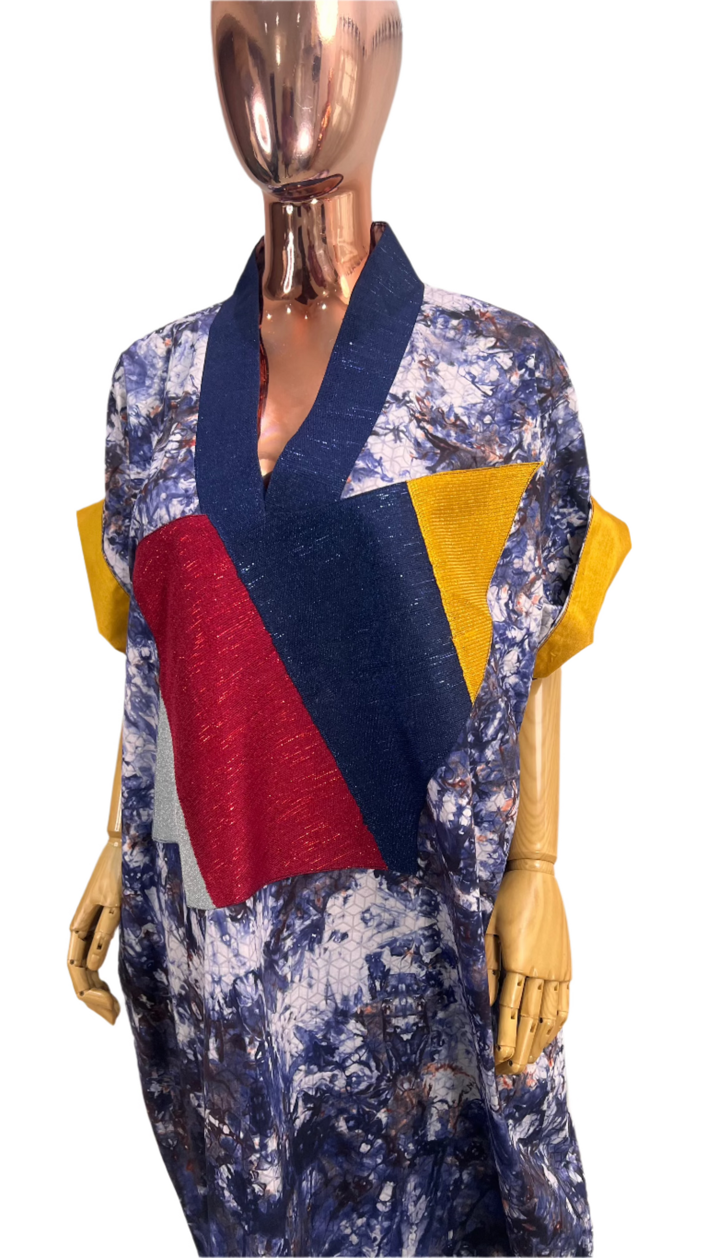 Adire Batik Tye Dye Cotton kaftan BouBou Caftan Summer Beach wear Evening wear maxi gown with slit - 039