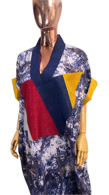 Adire Batik Tye Dye Cotton kaftan BouBou Caftan Summer Beach wear Evening wear maxi gown with slit - 039