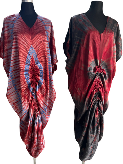 African Print Adire Silk Tie-up Evening Gown/maxi Dress - 056