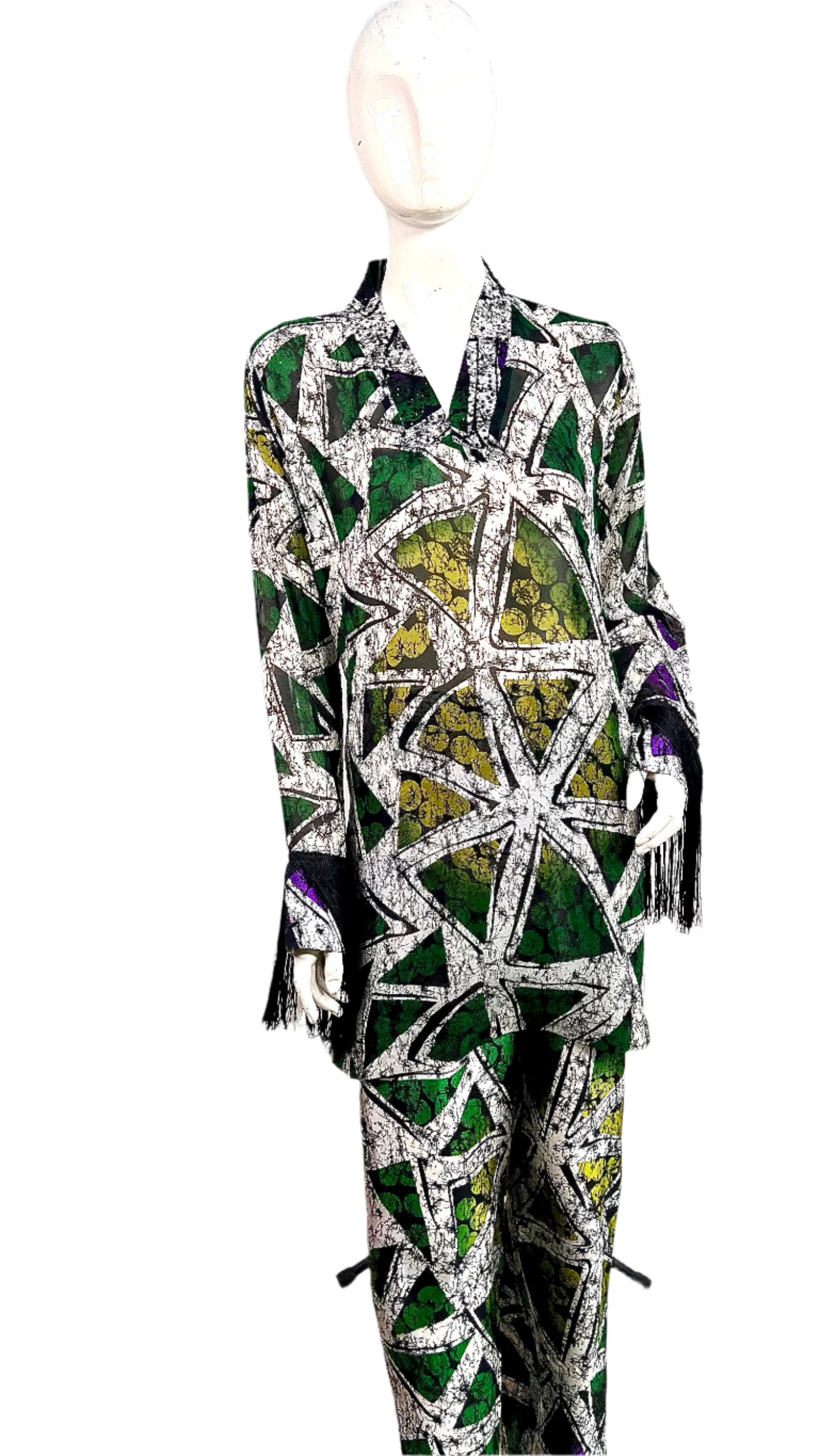 2Piece Summer Party Pant Set - Silk and Chiffon  - 011- Tall Length