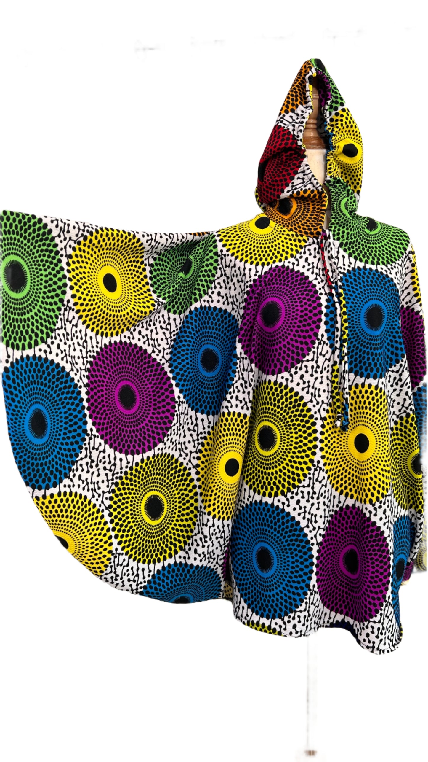 Ankara African print Stretch Hooded Poncho - 090