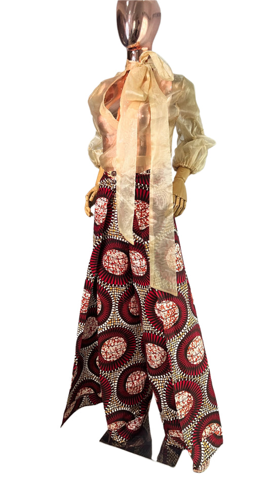 African Print Ankara Cotton Wrap Trouser Summer Party- 047 _ Tall Length