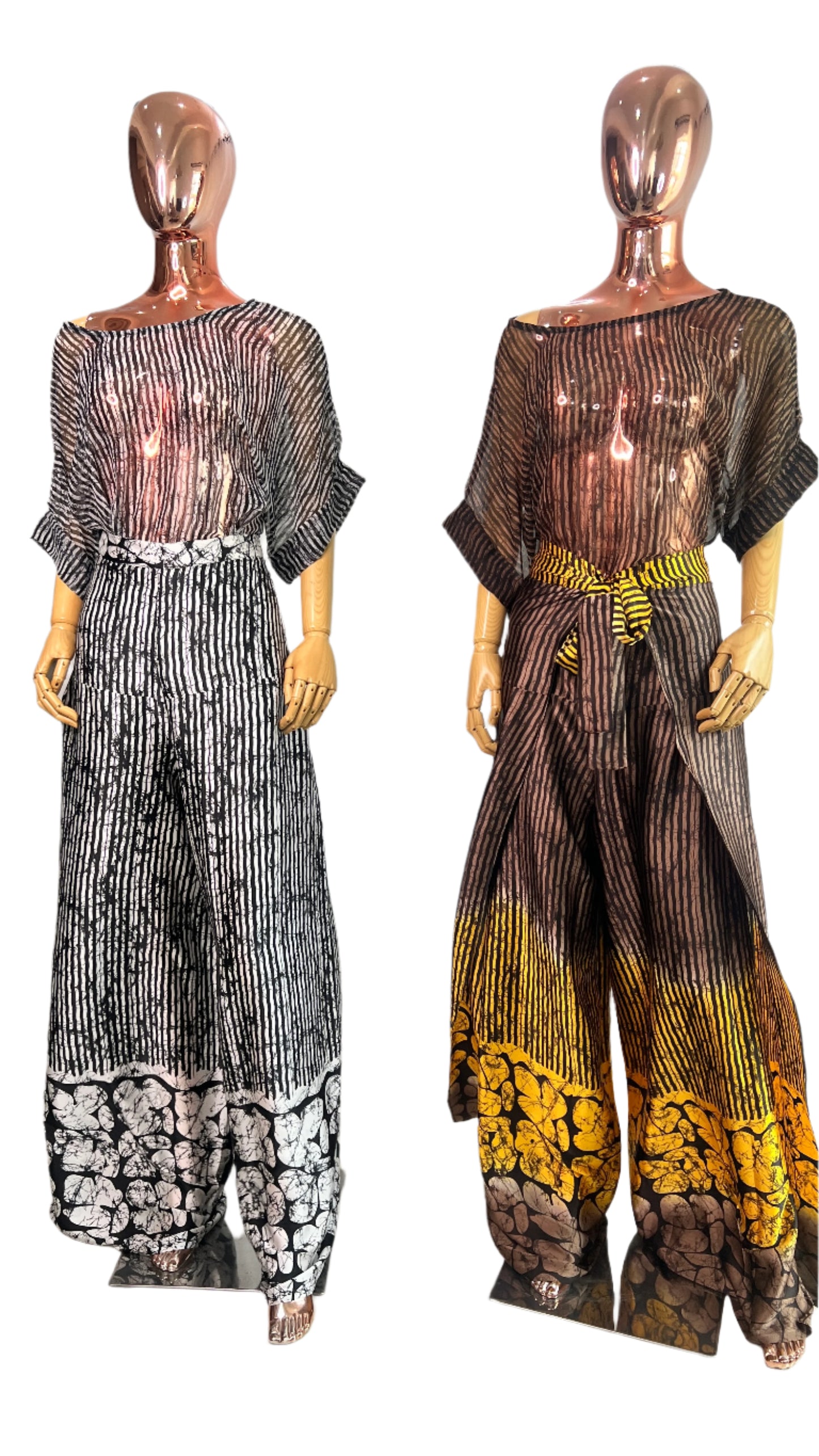 2Piece Pant Set Silk and Chiffon Summer Party - 041- Tall Length