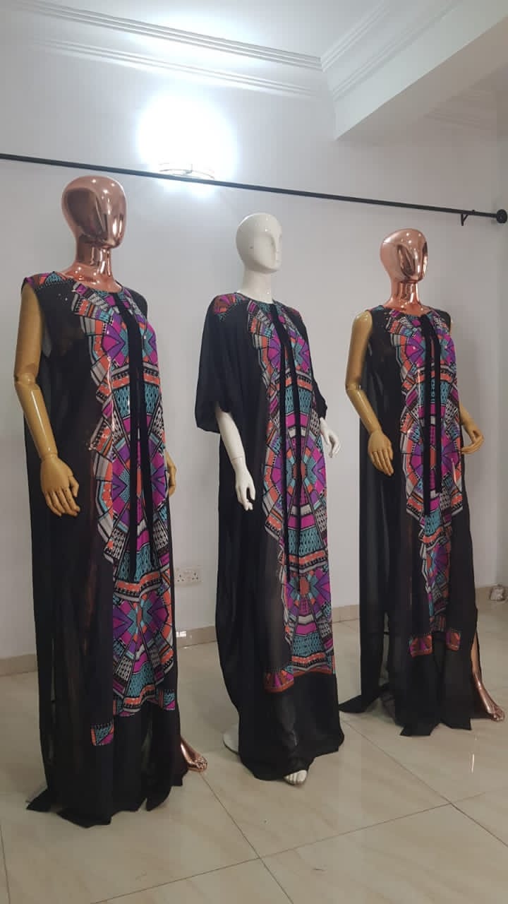 My Dress Multi colour Front Black Chiffon Kaftan - 084