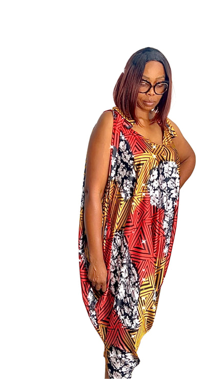 African Print Ankara Silk Jump/Play Suit - 074 - Sleeveless