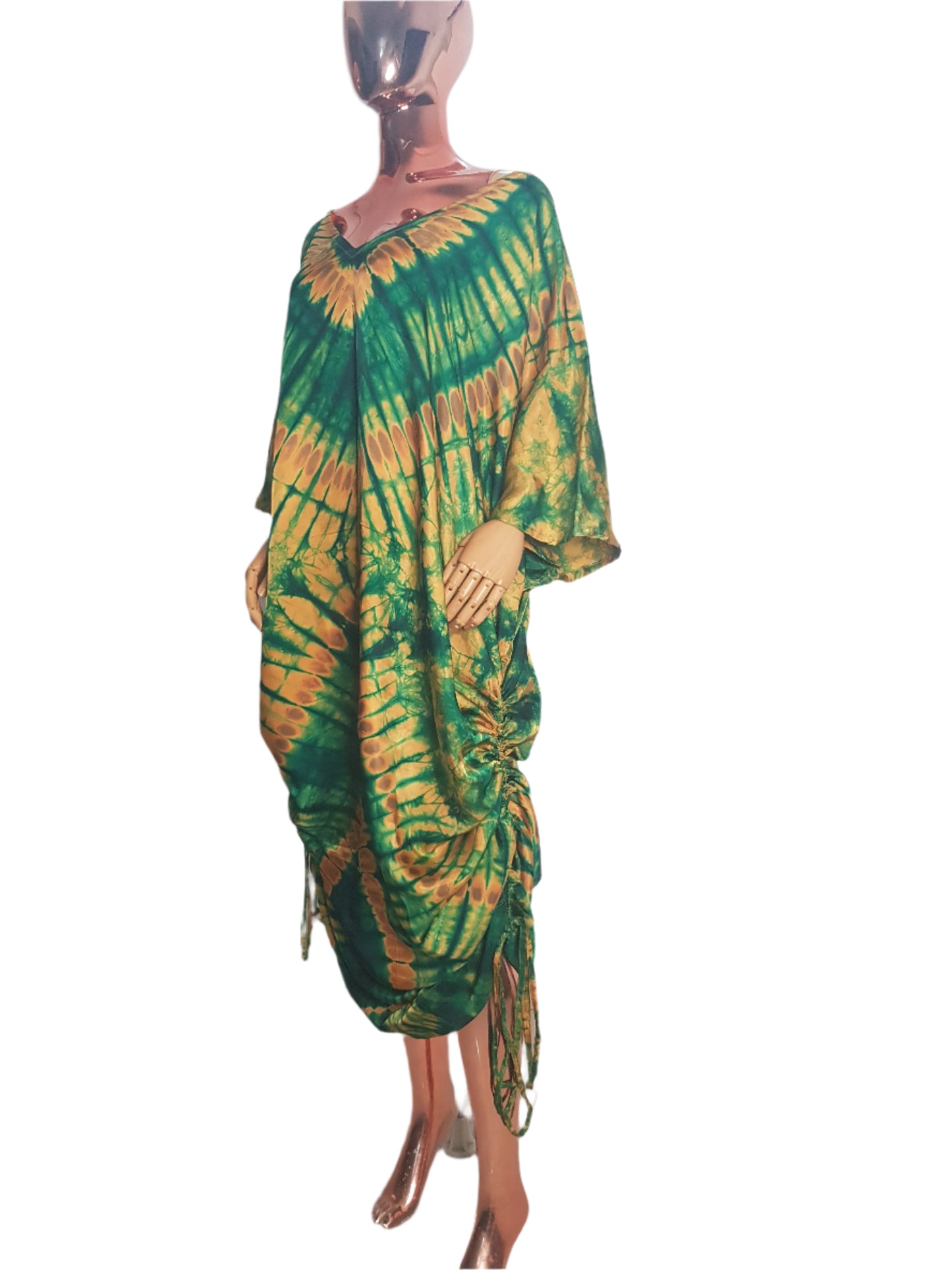African Print Adire Silk Tie-up Evening Gown/maxi Dress - 056