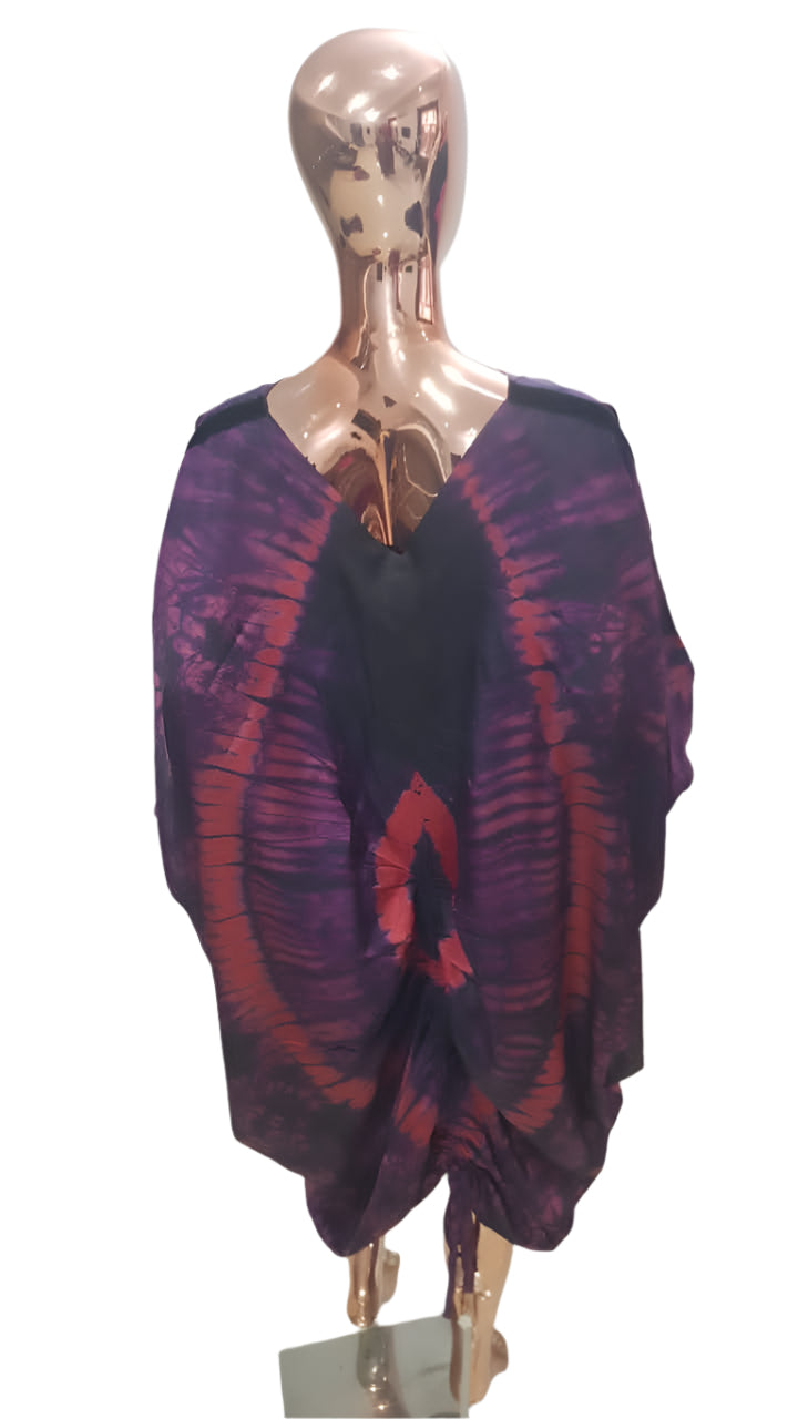 African Print Adire Silk Tie-up Evening Gown/maxi Dress - 056