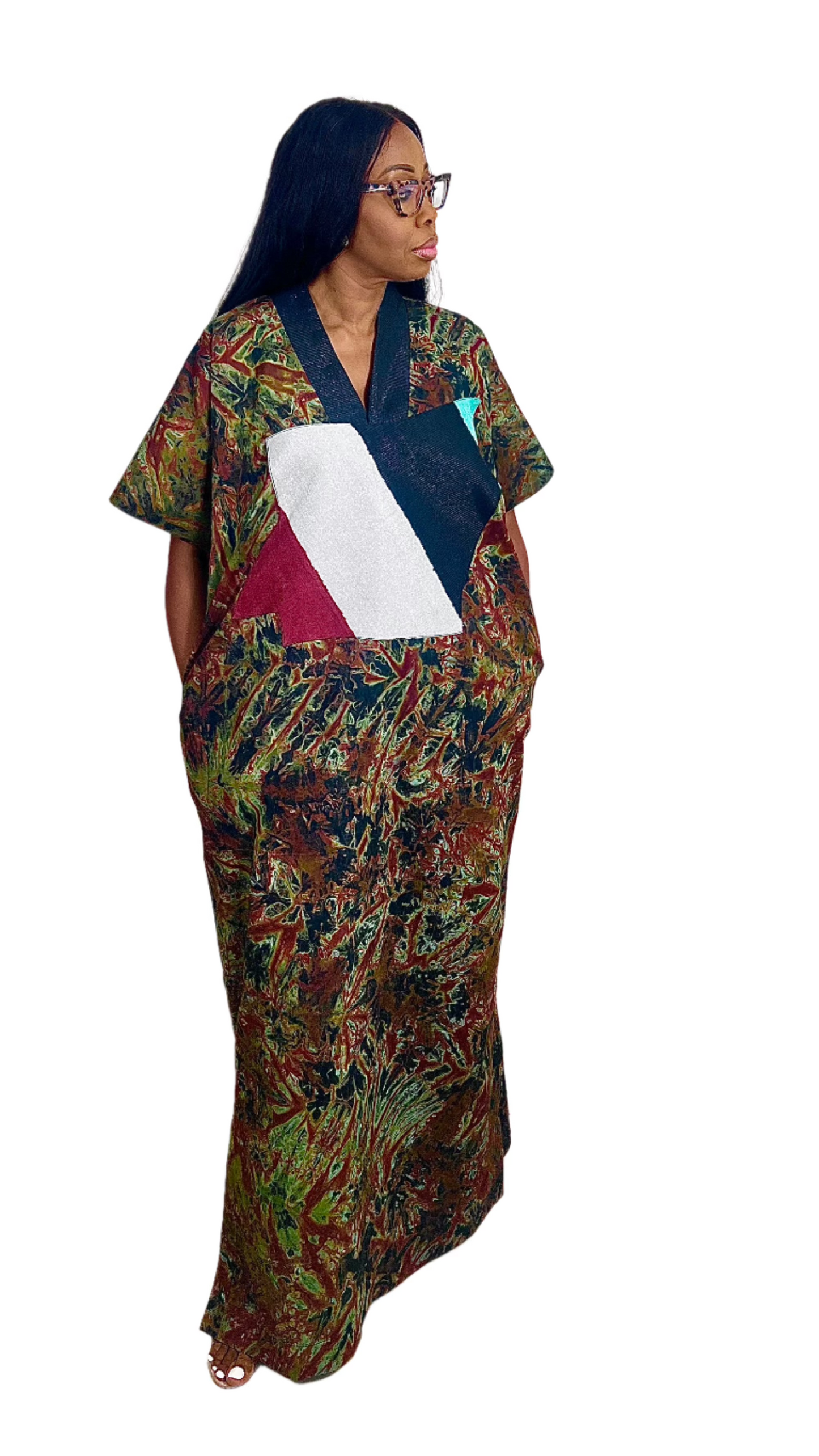 Adire Batik Tye Dye Cotton kaftan BouBou Caftan Summer Beach wear Evening wear maxi gown with slit - 039