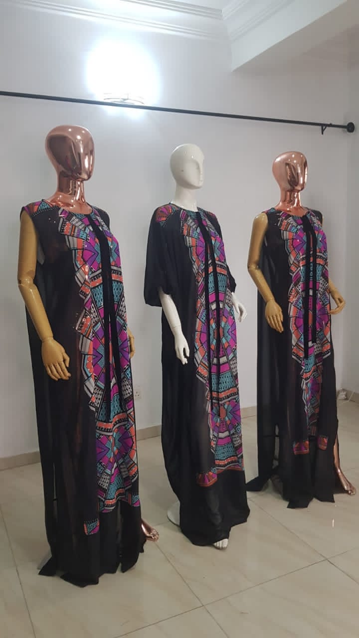My Dress Multi colour Front Black Chiffon Kaftan - 084