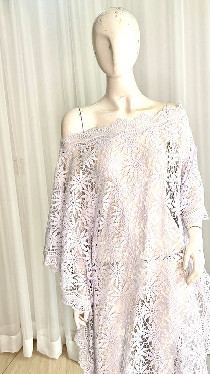 White Lace Kaftan Evening Gown/maxi Dress - 058