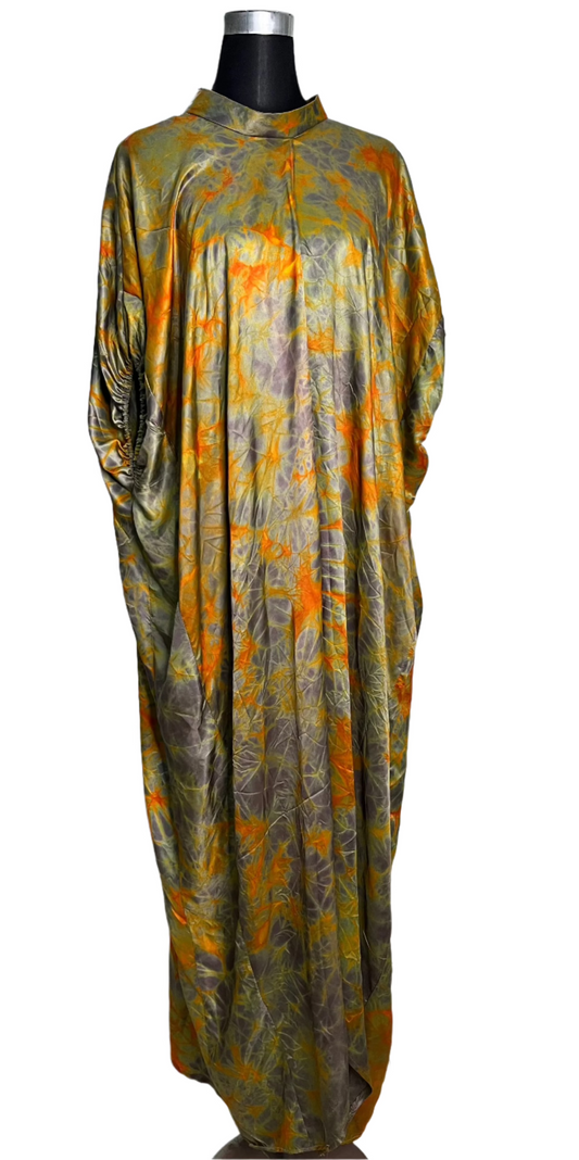 Eezzy Adire Silk Split Kaftan Maxi Dress - 051