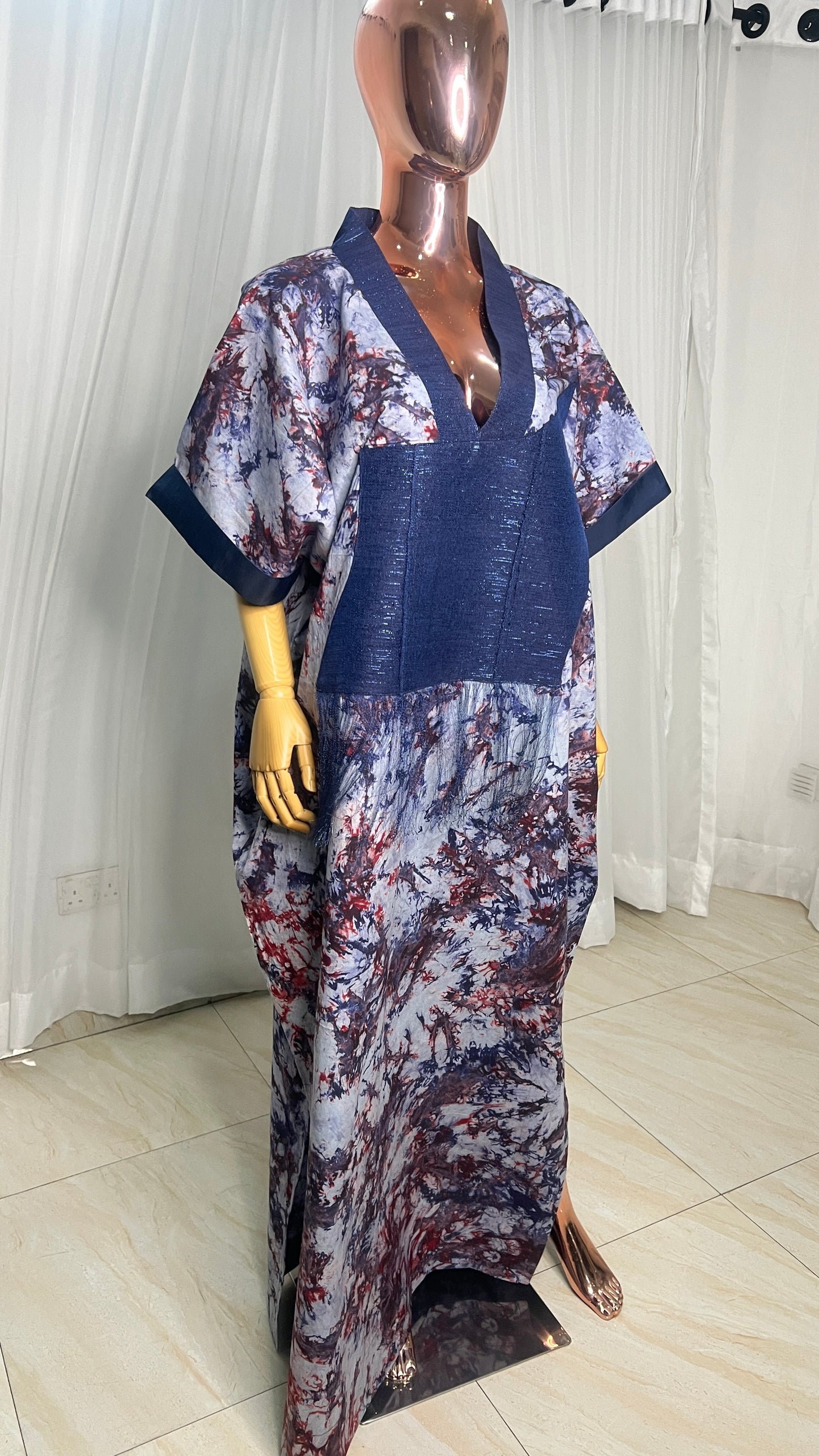 Eezzy Adire Batik Cotton Kaftan Maxi Dress - 004