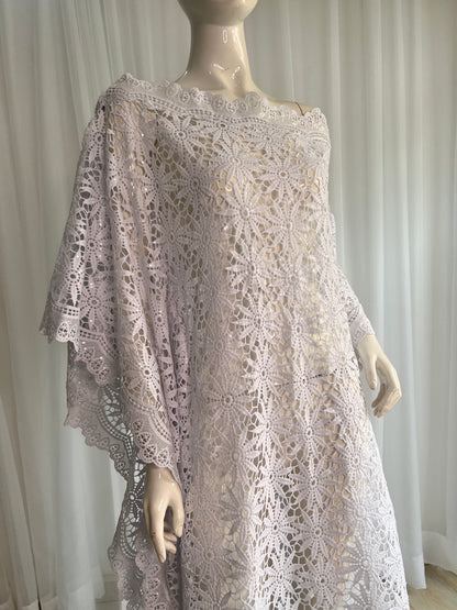 White Lace Kaftan Evening Gown/maxi Dress - 058