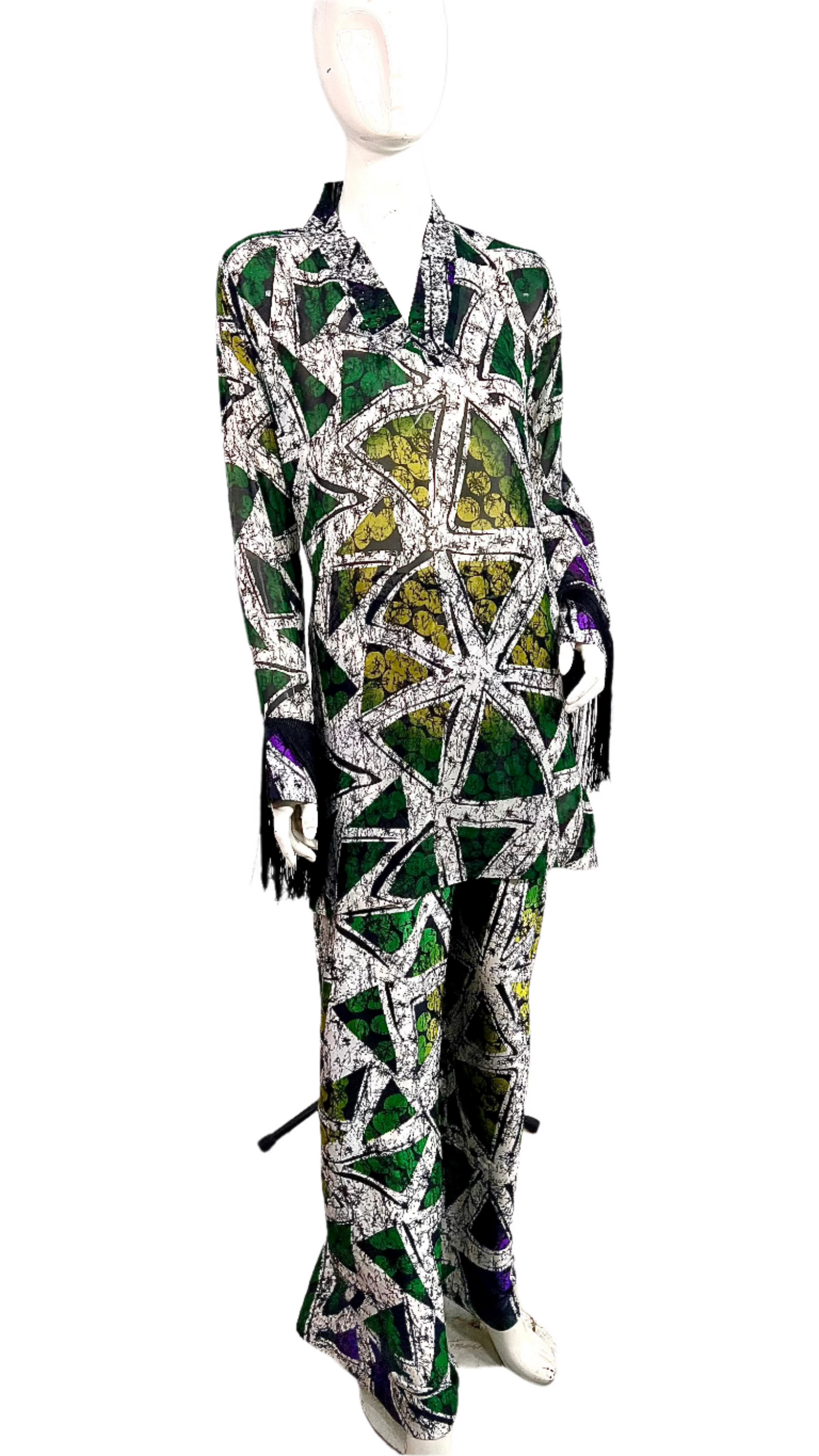 2Piece Summer Party Pant Set - Silk and Chiffon  - 011- Tall Length