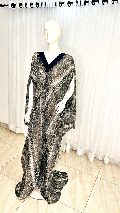 Silk Kaftan Evening Gown/maxi Dress - 064