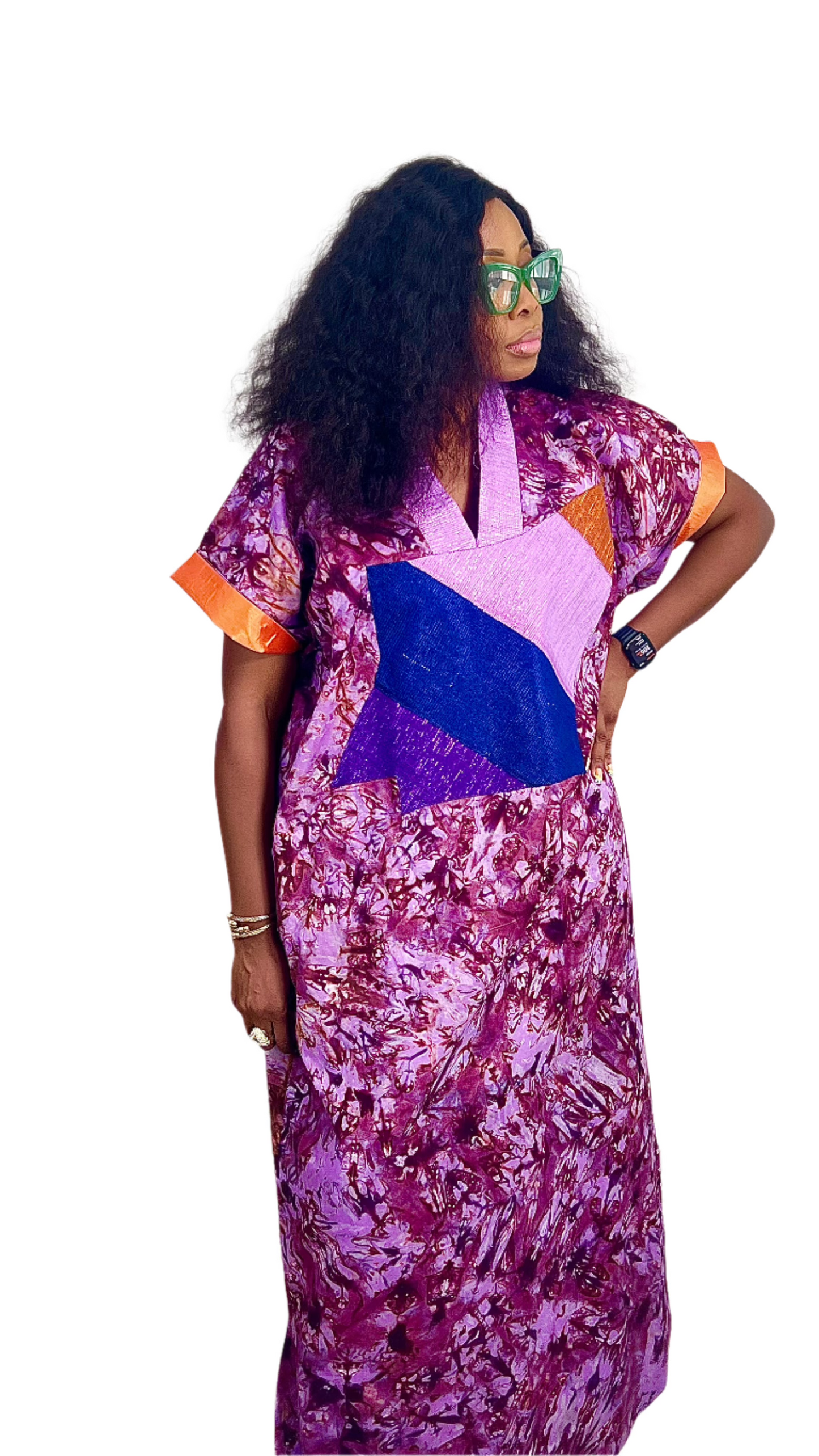 Adire Batik Tye Dye Cotton kaftan BouBou Caftan Summer Beach wear Evening wear maxi gown with slit - 039