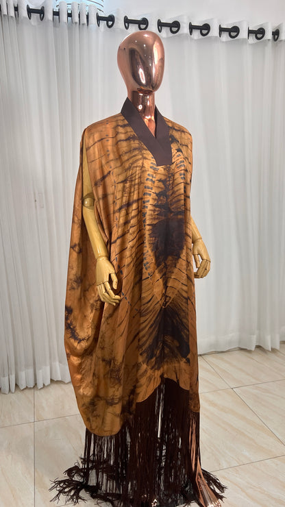 Adire/Tye Dye silk kaftan/BouBou/Caftan Shirt dress Summer/Beach wear Evening wear maxi/gown