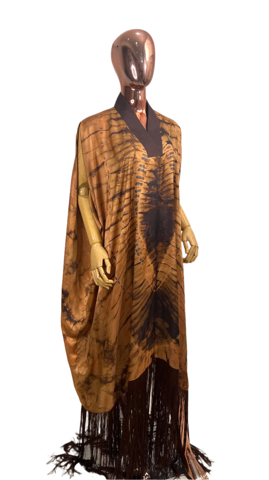 Adire/Tye Dye silk kaftan/BouBou/Caftan Shirt dress Summer/Beach wear Evening wear maxi/gown