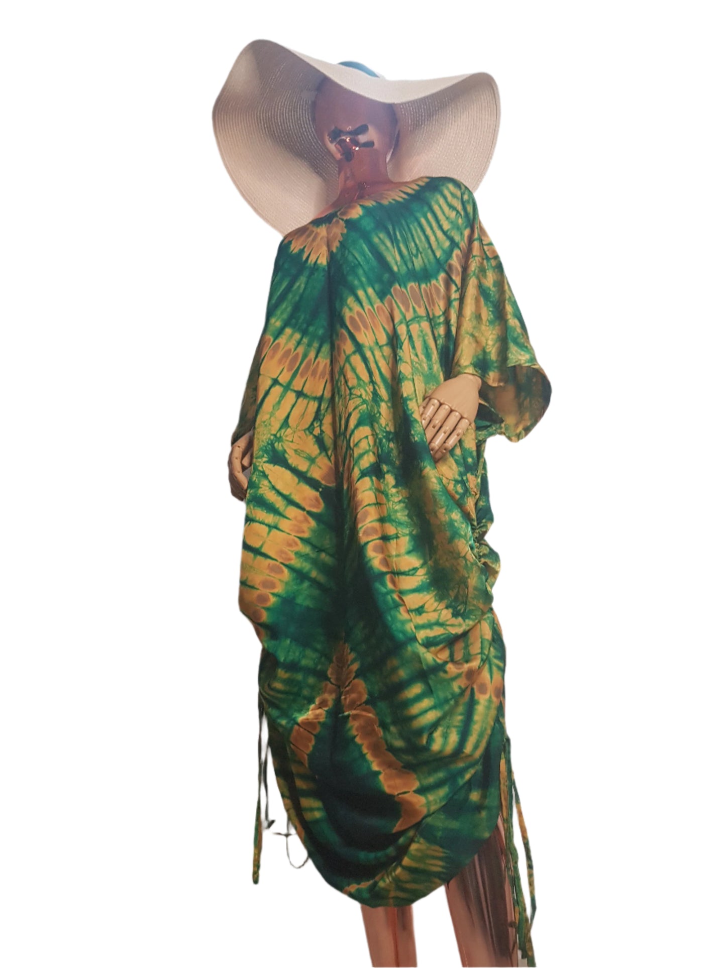 African Print Adire Silk Tie-up Evening Gown/maxi Dress - 056