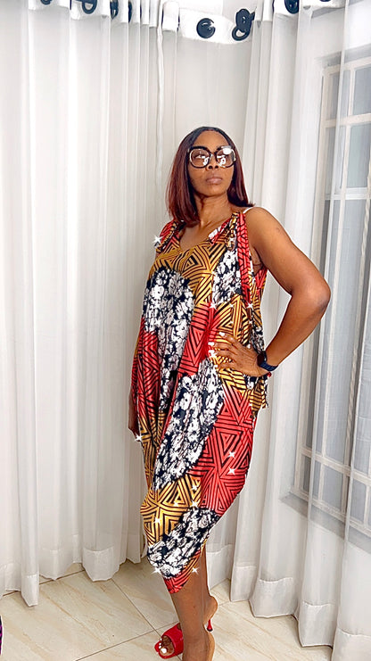 African Print Ankara Silk Jump/Play Suit - 074 - Sleeveless