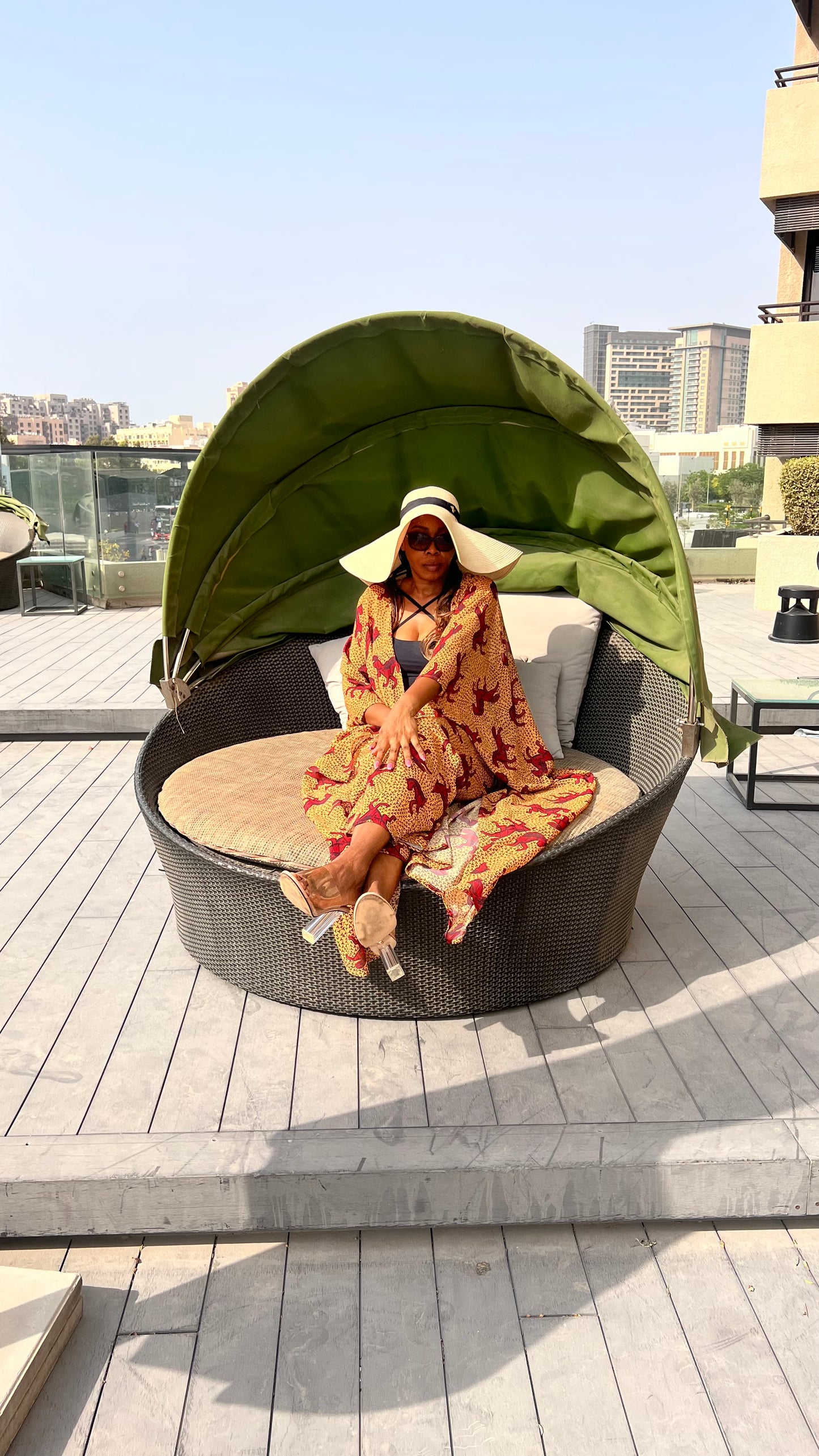 Ankara Stretch Pant and Chiffon Top Beach wear flow suit- 092 Horse print