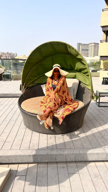 Ankara Stretch Pant and Chiffon Top Beach wear flow suit- 092 Horse print