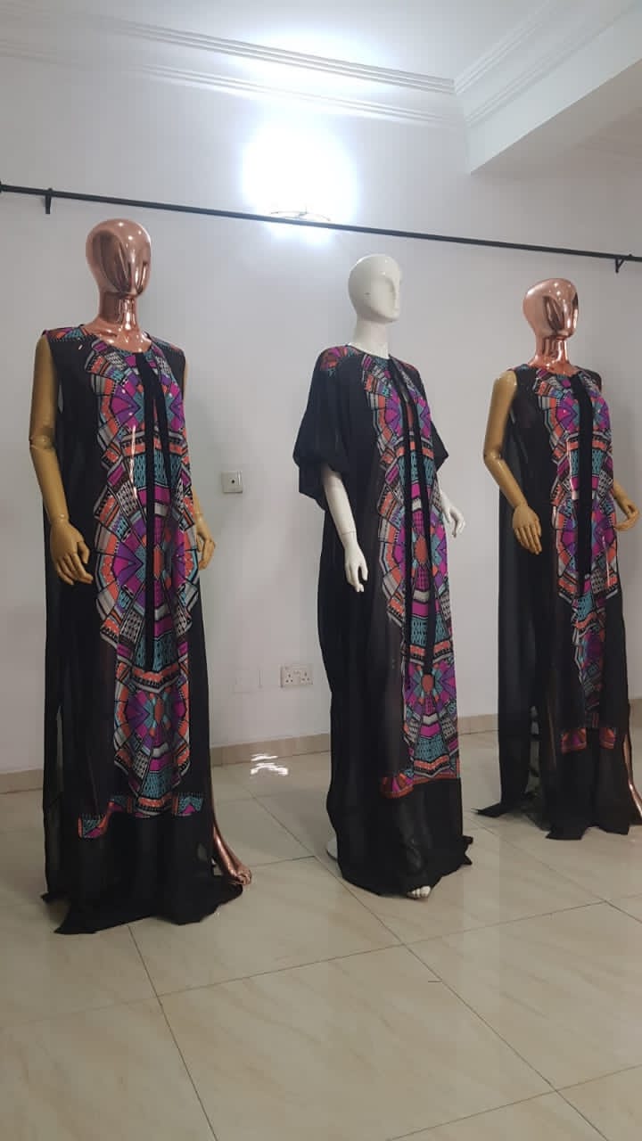 My Dress Multi colour Front Black Chiffon Kaftan - 084