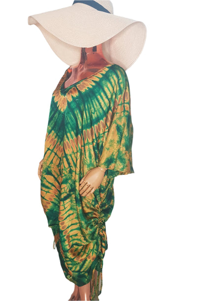 African Print Adire Silk Tie-up Evening Gown/maxi Dress - 056