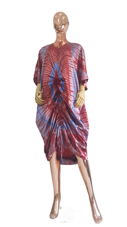 African Print Adire Silk Tie-up Evening Gown/maxi Dress - 056