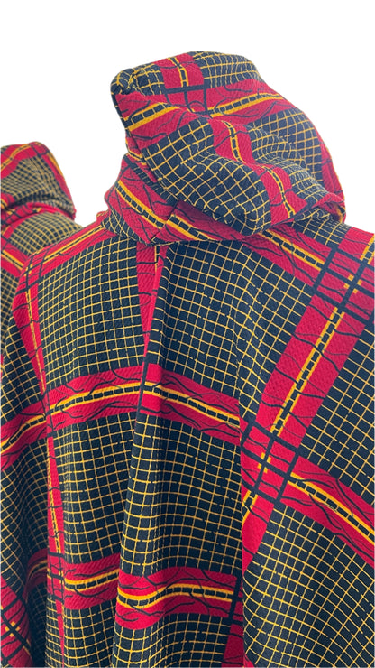 Ankara African print Stretch Hooded Poncho - 090
