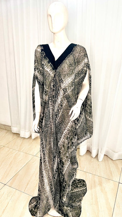 Silk Kaftan Evening Gown/maxi Dress - 064
