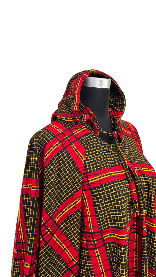 Ankara African print Stretch Hooded Poncho - 090