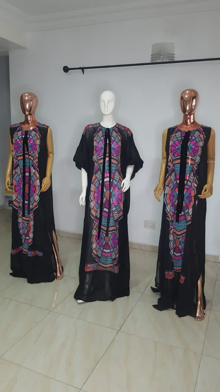 My Dress Multi colour Front Black Chiffon Kaftan - 084