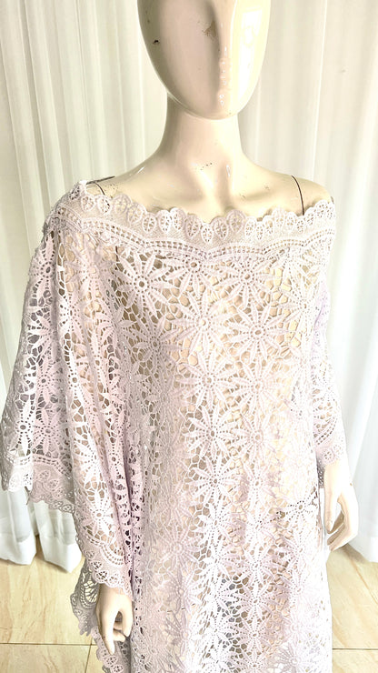 White Lace Kaftan Evening Gown/maxi Dress - 058