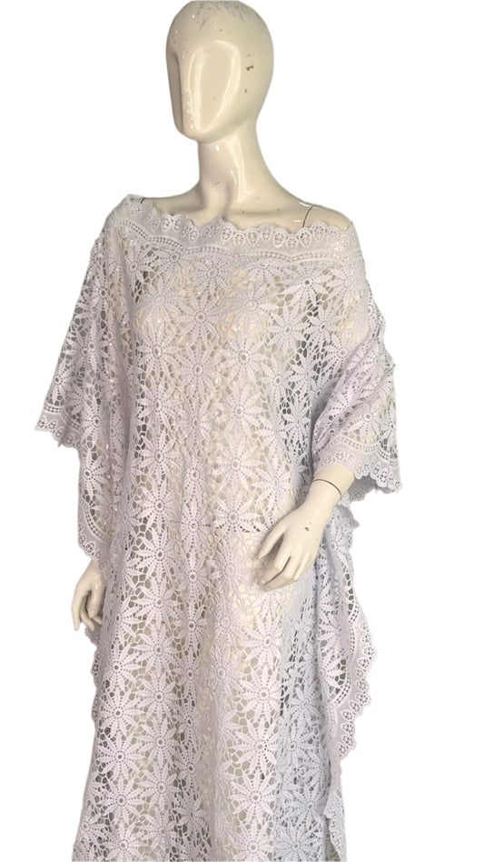 White Lace Kaftan Evening Gown/maxi Dress - 058