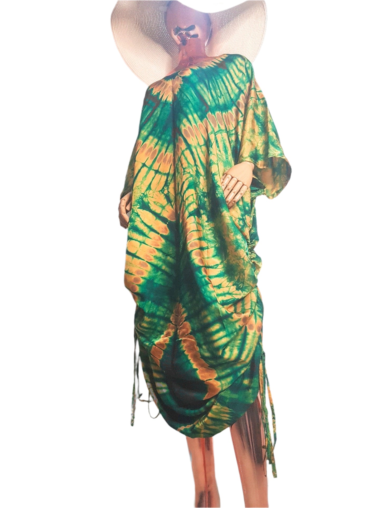 African Print Adire Silk Tie-up Evening Gown/maxi Dress - 056