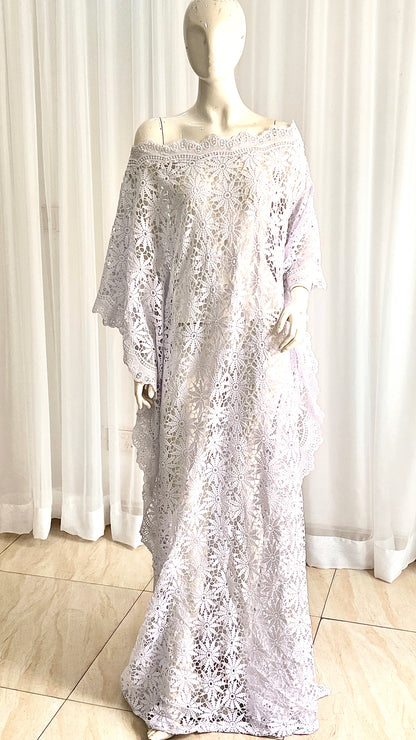 White Lace Kaftan Evening Gown/maxi Dress - 058