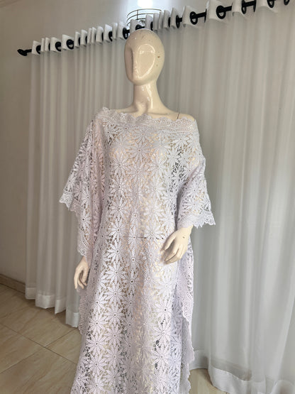 White Lace Kaftan Evening Gown/maxi Dress - 058