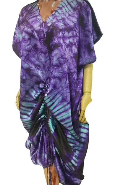 African Print Adire Silk Tie-up Evening Gown/maxi Dress - 056