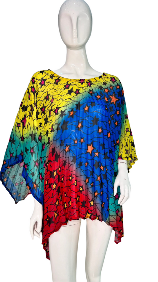 Pleated Ankara Chiffon Top - 067